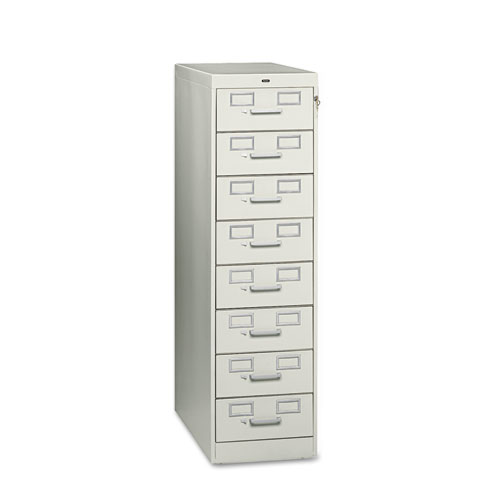 Tennsco Eight-Drawer File Cabinet For 3 x 5 & 4 x 6 Card, 15w x 52h, Light Gray