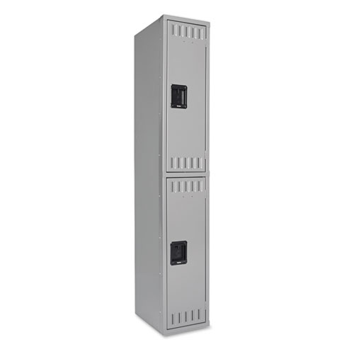 Double Tier Locker, Single Stack, 12w x 18d x 72h, Medium Gray