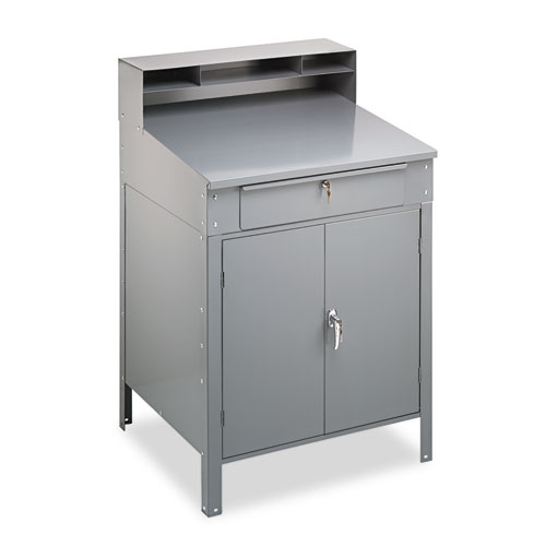 Image of Tennsco Steel Cabinet Shop Desk, 34.5" X 29" X 53", Medium Gray