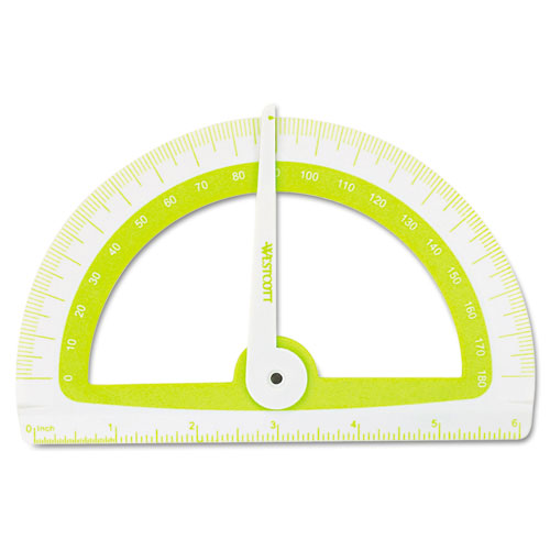 Image of Westcott® Soft Touch School Protractor With Antimicrobial Product Protection, Plastic, 6" Ruler Edge, Assorted Colors