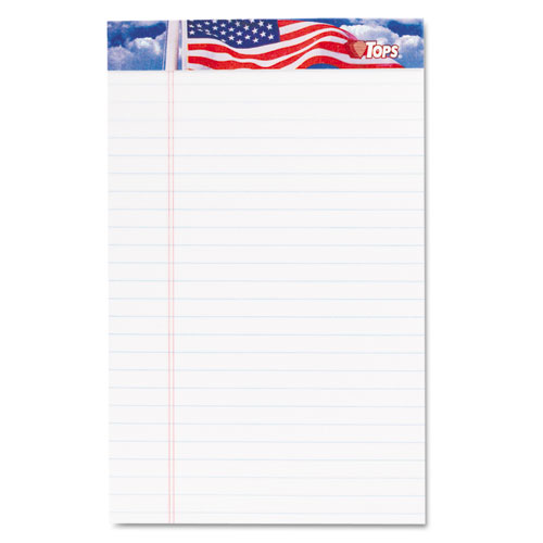 Image of Tops™ American Pride Writing Pad, Narrow Rule, Red/White/Blue Headband, 50 White 5 X 8 Sheets, 12/Pack