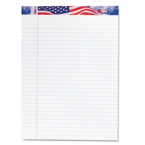 American Pride Writing Pad, Wide/Legal Rule, Red/White/Blue Headband, 50 White 8.5 x 11.75 Sheets, 12/Pack