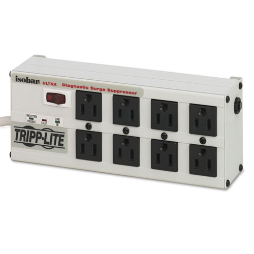 Image of Tripp Lite Isobar Surge Protector, 8 Ac Outlets, 12 Ft Cord, 3,840 J, Light Gray