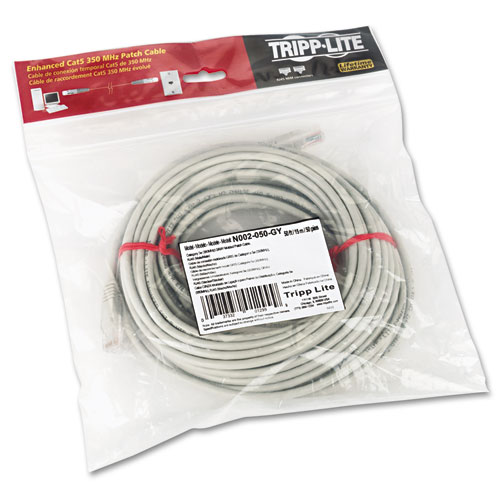 Cat5e 350MHz Molded Patch Cable, RJ45 (M/M), 50 ft., Gray | by Plexsupply