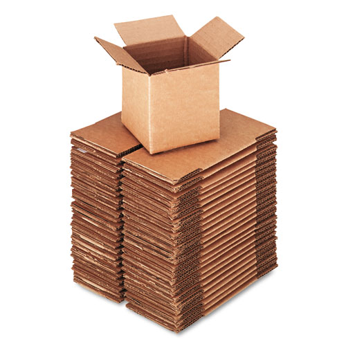 CUBED FIXED-DEPTH SHIPPING BOXES, REGULAR SLOTTED CONTAINER (RSC), 4" X 4" X 4", BROWN KRAFT, 25/BUNDLE