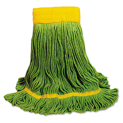 EcoMop Looped-End Mop Head, Recycled Fibers, Medium Size, Green | by Plexsupply