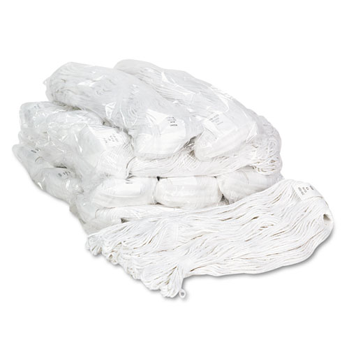 Pro Loop Web/Tailband Wet Mop Head, Rayon, #24 Size, White, 12/Carton