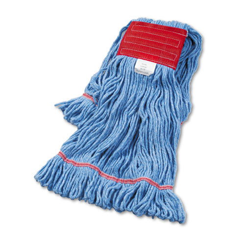 Image of Super Loop Wet Mop Head, Cotton/Synthetic Fiber, 5" Headband, Large Size, Blue, 12/Carton