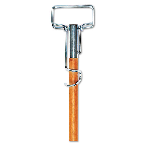 Spring Grip Metal Head Mop Handle for Most Mop Heads, 60" Wood Handle | by Plexsupply