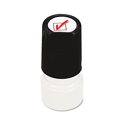 Image of Universal® Round Message Stamp, Check Mark, Pre-Inked/Re-Inkable, Red