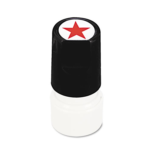 Image of Universal® Round Message Stamp, Star, Pre-Inked/Re-Inkable, Red