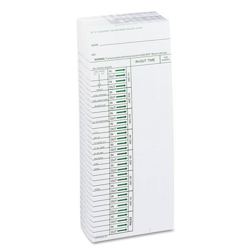 Time Clock Cards for Acroprint ATT310, One Side, 4 x 10, 200/Pack