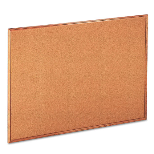 Image of Universal® Cork Board With Oak Style Frame, 48 X 36, Tan Surface