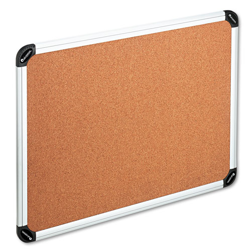 Universal® Cork Board with Aluminum Frame, 48 x 36, Natural, Silver Frame