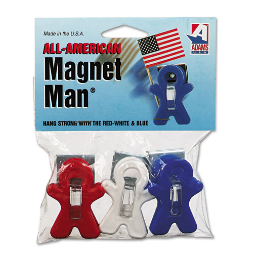 ALL AMERICAN MAGNET MAN, 0.25", ASSORTED COLORS, 3/PACK