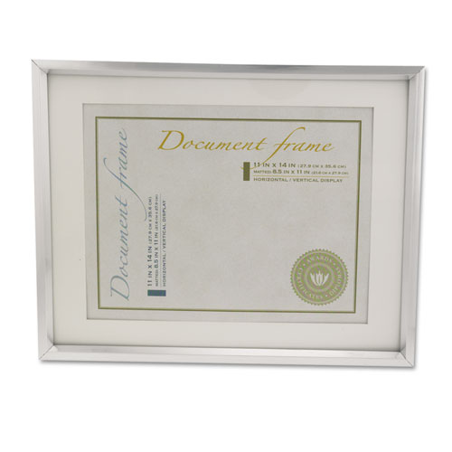 Image of Universal® Plastic Document Frame With Mat, 11 X 14 And 8.5 X 11 Inserts, Metallic Silver