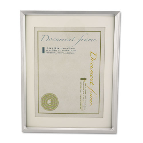 Image of Universal® Plastic Document Frame With Mat, 11 X 14 And 8.5 X 11 Inserts, Metallic Silver