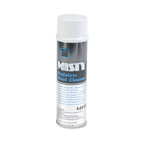 Misty® Stainless Steel Cleaner And Polish, Lemon Scent, 15 Oz Aerosol Spray, 12/Carton
