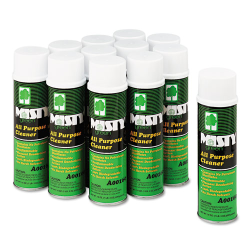 Image of Misty® Green All-Purpose Cleaner, Citrus Scent, 19 Oz Aerosol Spray, 12/Carton