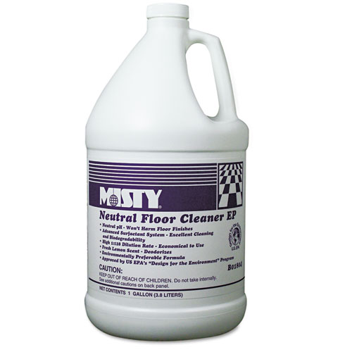 Misty® Neutral Floor Cleaner Ep, Lemon, 1 Gal Bottle, 4/Carton