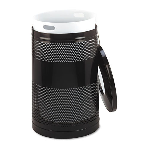 Classics Perforated Open Top Receptacle, 51 gal, Steel, Black