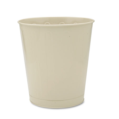 Rubbermaid® Commercial Fire-Safe Wastebasket, Round, Steel, 6.5 gal, Almond