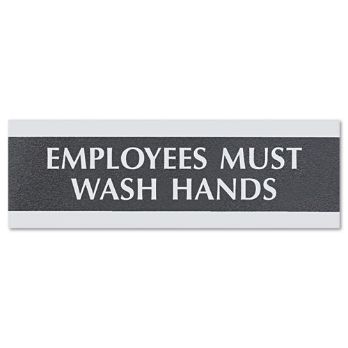 Headline® Sign Century Series Office Sign, Employees Must Wash Hands, 9 x 3