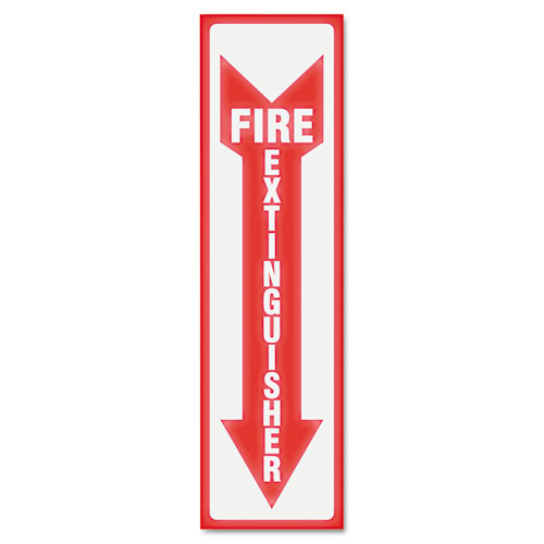 Headline® Sign Glow In The Dark Sign, 4 x 13, Red Glow, Fire Extinguisher