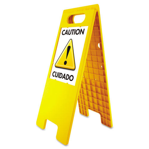 Floor Tent Sign, Doublesided, Plastic, 10 1/2" x 25 1/2", Yellow | by Plexsupply