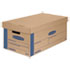 SmoothMove Prime Moving and Storage Boxes, Small, Half Slotted Container (HSC), 24" x 12" x 10", Brown Kraft/Blue, 8/Carton