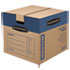 SmoothMove Prime Moving/Storage Boxes, Medium, Regular Slotted Container (RSC), 18" x 18" x 16", Brown Kraft/Blue, 8/Carton
