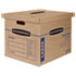 SmoothMove Classic Moving and Storage Boxes, Large, Half Slotted Container (HSC), 21" x 17" x 17", Brown Kraft/Blue, 5/Carton