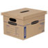 SmoothMove Classic Moving/Storage Boxes, Small, Half Slotted Container (HSC), 15" x 12" x 10", Brown Kraft/Blue, 20/Carton