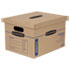 SmoothMove Classic Moving and Storage Boxes, Small, Half Slotted Container (HSC), 15 x 12 x 10, Brown Kraft/Blue, 10/Carton