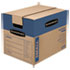 SmoothMove Prime Moving/Storage Boxes, Small, Regular Slotted Container (RSC), 16" x 12" x 12", Brown Kraft/Blue, 10/Carton