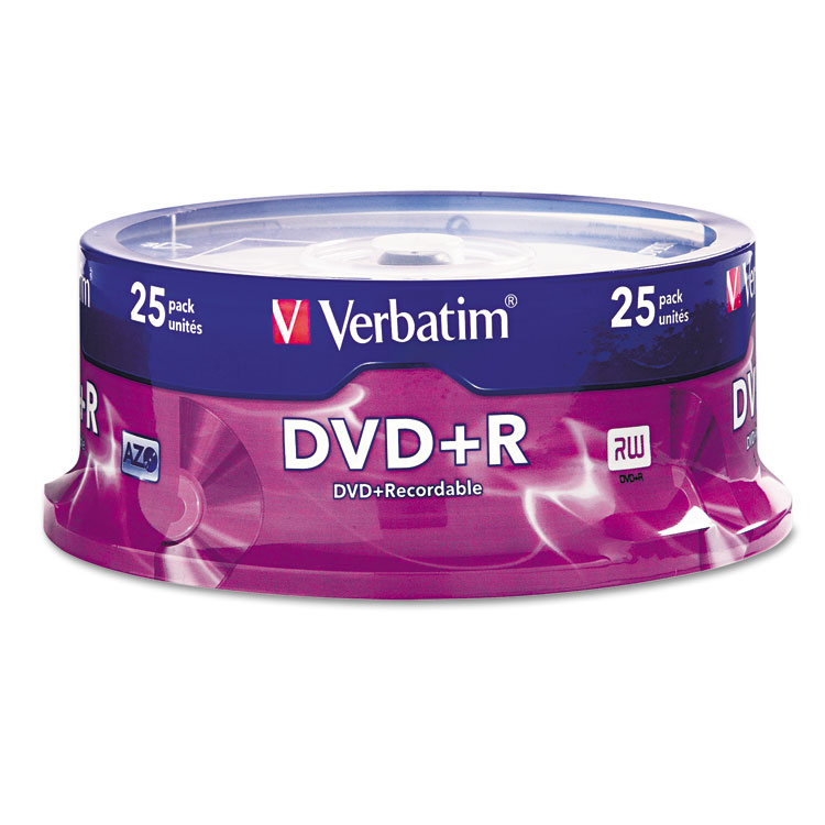Picture of DVD+R Discs, 4.7GB, 16x, Spindle, Silver, 25/Pack