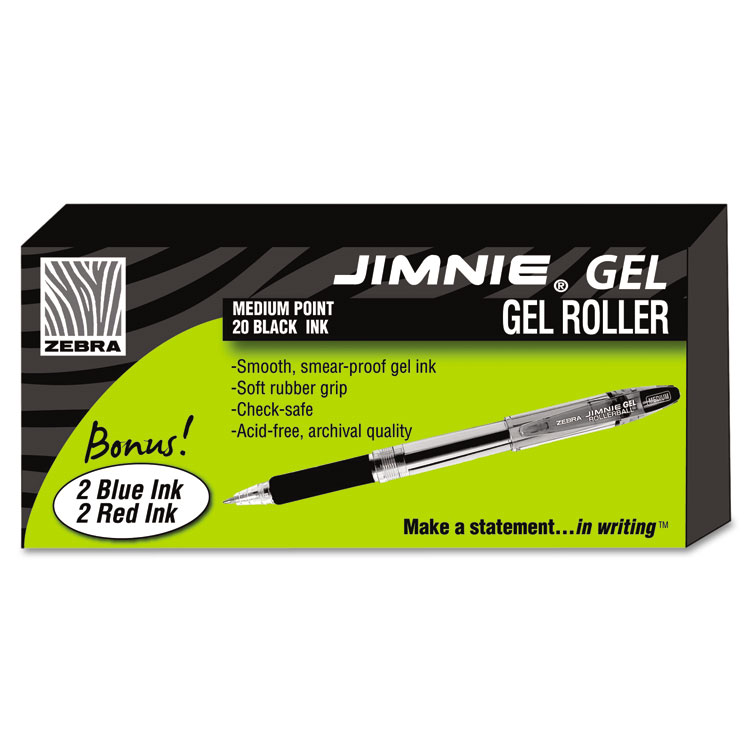Picture of Jimnie Roller Ball Stick Gel Pen, Black Ink, Medium, 24/Box