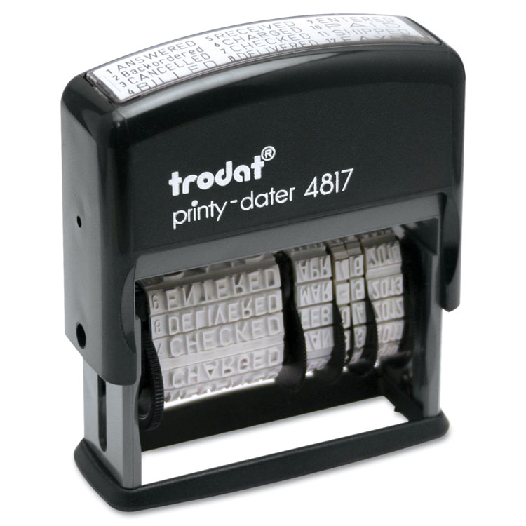 Picture of Trodat Economy 12-Message Stamp, Dater, Self-Inking, 2 x 3/8, Black