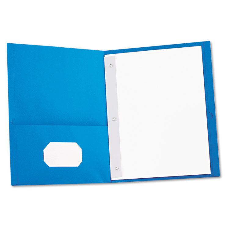 Picture of Two-Pocket Portfolios w/Tang Fasteners, 11 x 8-1/2, Light Blue, 25/Box
