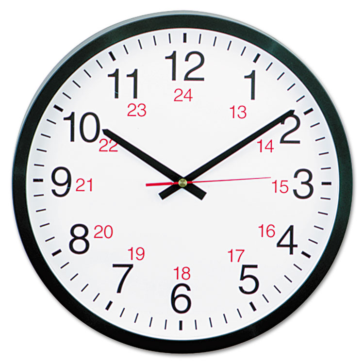 universal-24-hour-round-wall-clock-12-5-8-black-elevate-marketplace
