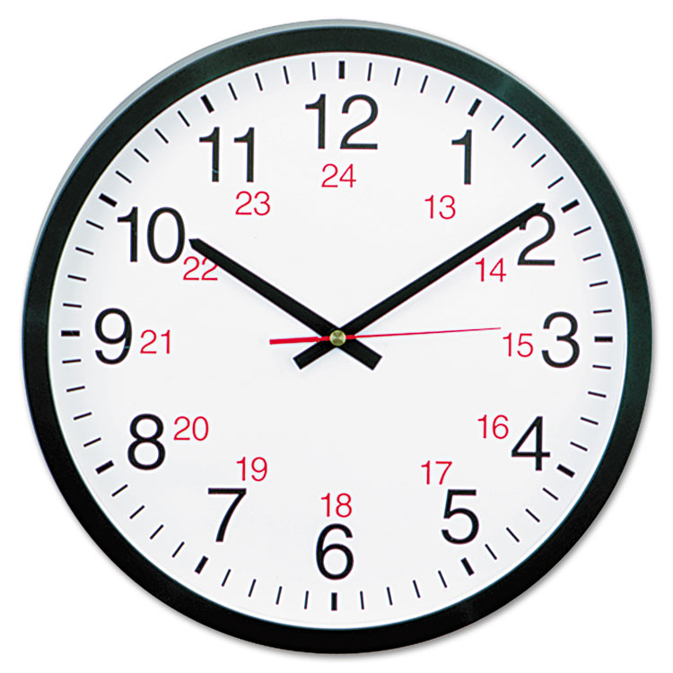 Universal 24 Hour Round Wall Clock 12 5 8 Black ELEVATE Marketplace