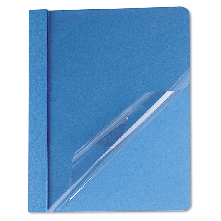 Picture of Clear Front Report Cover, Tang Fasteners, Letter Size, Light Blue, 25/Box