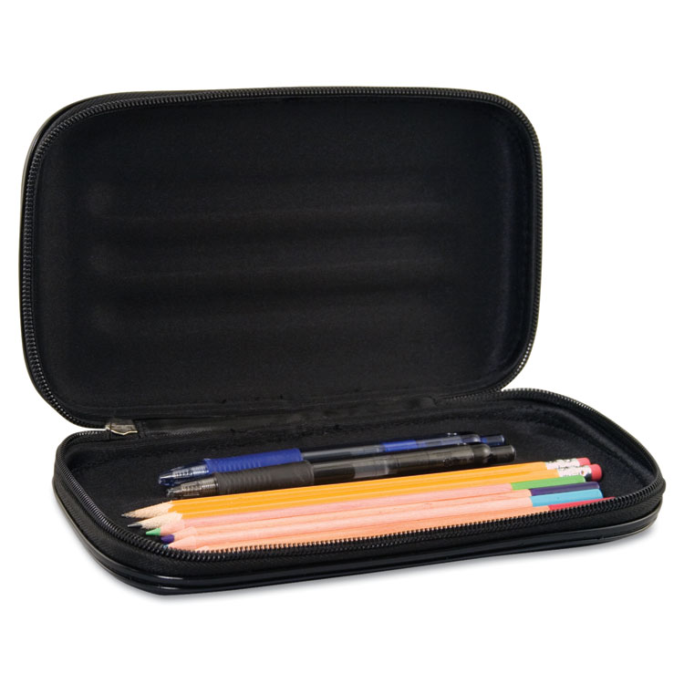 Picture of Large Soft-Sided Pencil Case, Fabric with Zipper Closure, Black