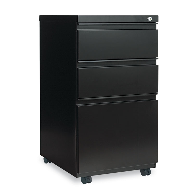 Picture of Three-Drawer Metal Pedestal File With Full-Length Pull, 14 7/8w X 19 1/8d, Black