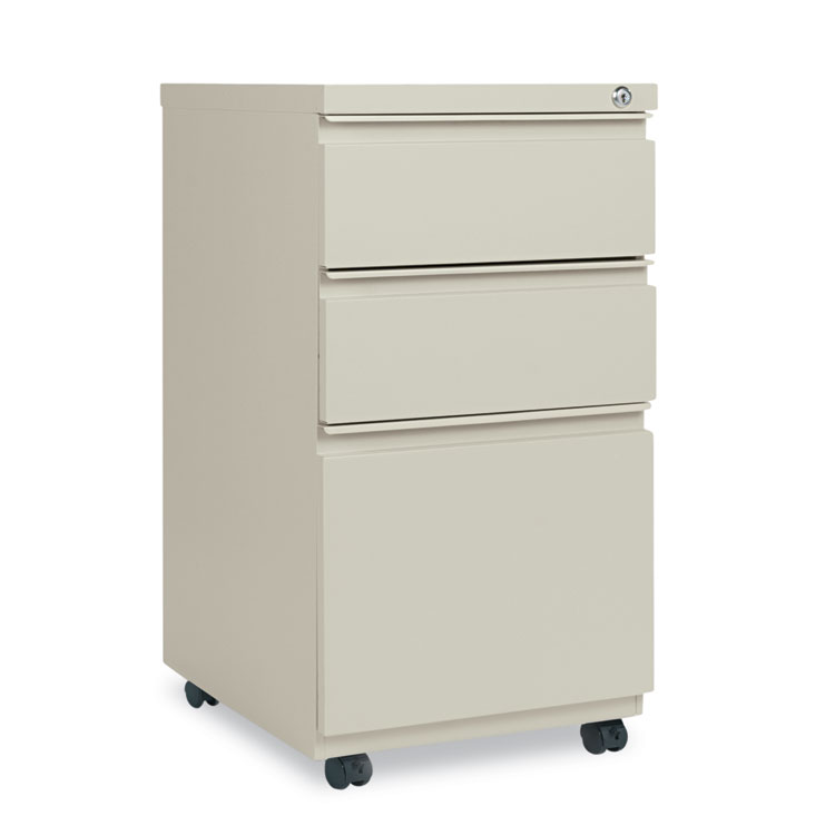 Picture of Three-Drawer Metal Pedestal File With Full-Length Pull, 14 7/8w X 19 1/8d, Putty