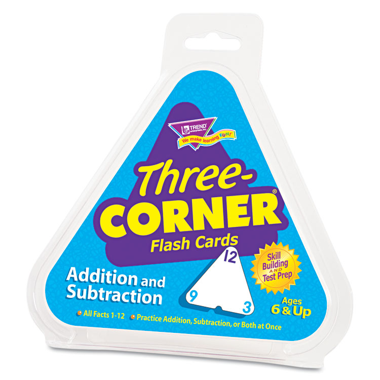 Picture of Addition/Subtraction Three-Corner Flash Cards, 6 & Up, 48/Set