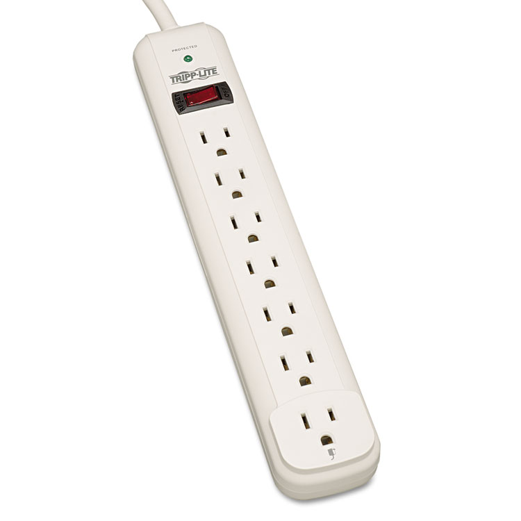 Picture of TLP712 Surge Suppressor, 7 Outlets, 12 ft Cord, 1080 Joules, Light Gray