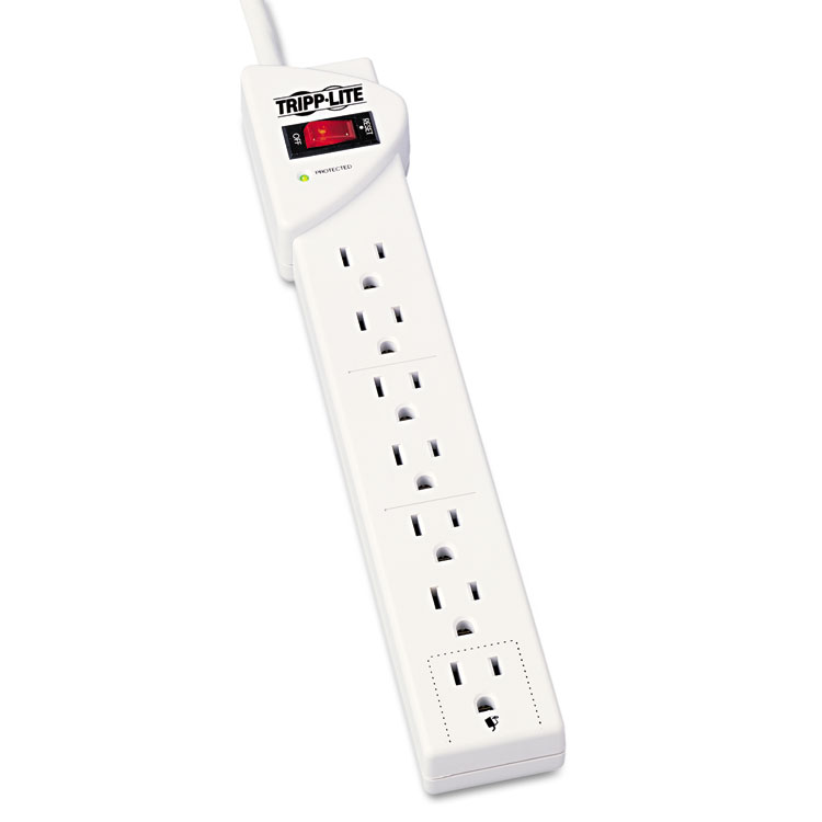 Picture of STRIKER Surge Suppressor, 7 Outlets, 6 ft Cord, 1080 Joules, Light Gray