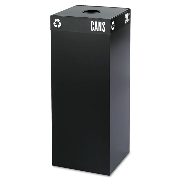 Picture of Public Square Recycling Container, Square, Steel, 37gal, Black