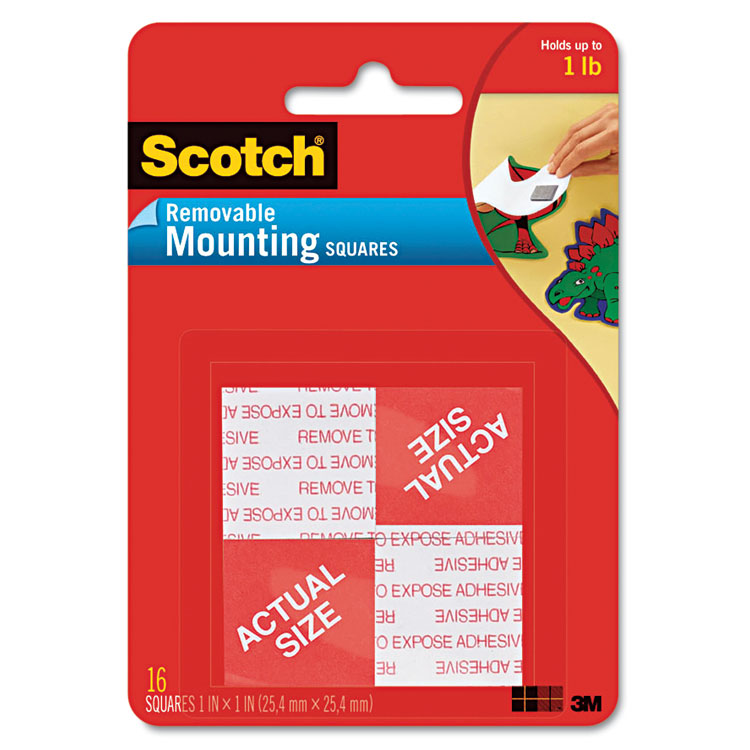 Picture of Precut Foam Mounting 1" Squares, Double-Sided, Removable, 16/Pack